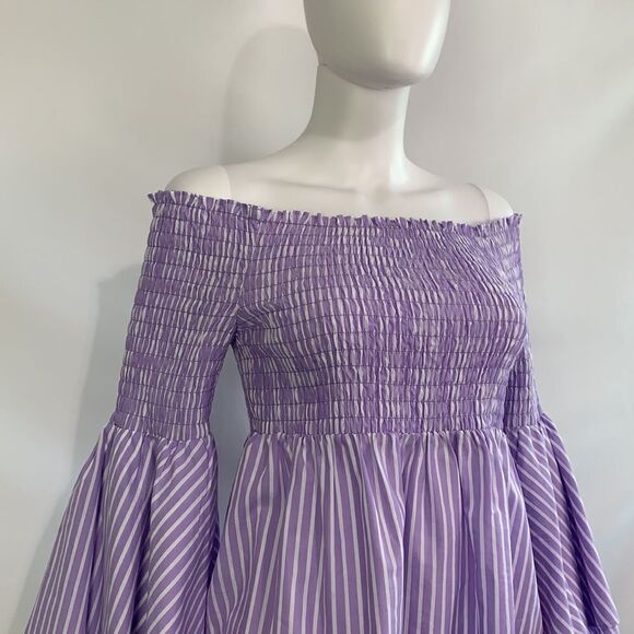 L’AGENCE lilac striped off shoulder top - Picture 2 of 7